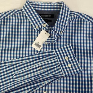 Camisa Banana Republic Personalizada 078 Lavada Para Hombres S Calce Camden Azul Cuadros NUEVA - Imagen 1 de 19