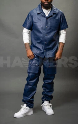 Men's 100% Real Leather Pant and shirt,2 piece Premium Outfit ,Party Wear - Image 1 of 4