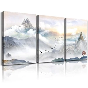 Mountain Landscape Abstract Painting Canvas Wall Art For Living Room Bathroom... - Picture 1 of 7
