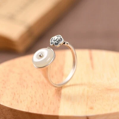 I05 Anello Nuvola con Fiore Rotondi Bianchi Giada Argento Sterling 925 - Immagine 1 di 4