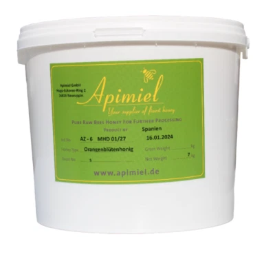 APIMIEL (EUR 7,71/kg) Miele di Fiori d'Arancio Spagna 7 kg - 100% Naturale, Crudo, Fruttato