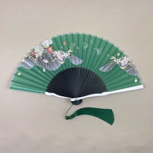 Chinese Bamboo Folding Fan 8.5inch Handheld Vintage Flower Painting Summer Gifts - Picture 1 of 9