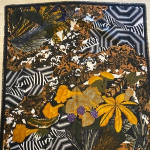 SCARF Black with floral and geometric square shape Made in Italy 30X30 inches - Picture 1 of 5