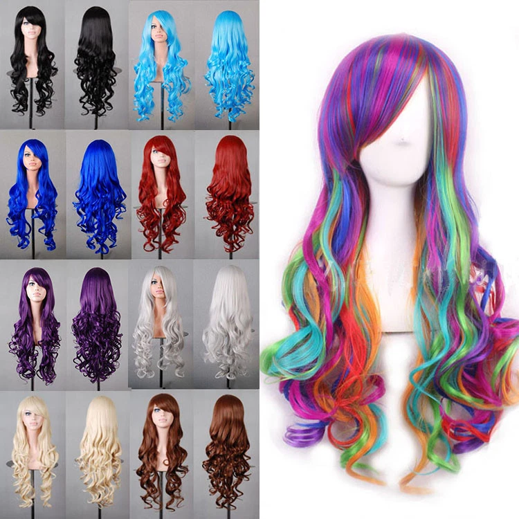 Lady 31" Long Curly Wigs Fashion Cosplay Costume Hair Anime Full Wavy Party Wig - Image 1 of 1