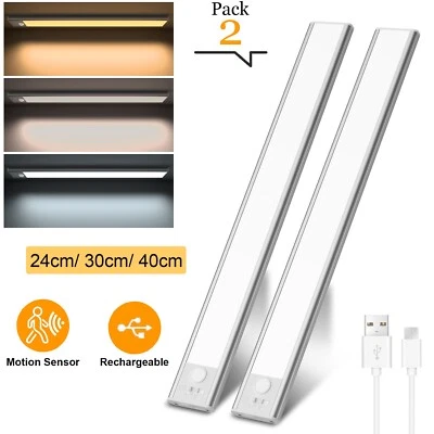 2X LED Kitchen Under Cabinet Closet Shelf Light Rechargeable Motion Sensor Strip - Image 1 of 4