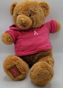 Gund Macy's Breast Cancer Teddy Bear In Pink Hoodie / Awareness Ribbon Plush 20”