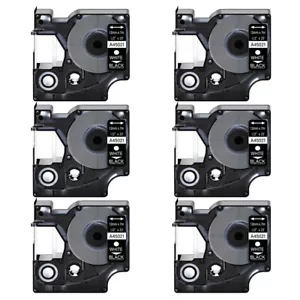 6PK 12mm White on Black Label Tape 45021 For DYMO D1 LabelWriter 400 Duo - Picture 1 of 12