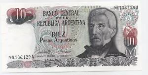 Argentina 10 Pesos ND 1983-84 Pick 313.a 2 UNC Banknote Uncirculated - Picture 1 of 2