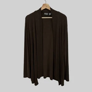 Additions by Chico's Strickjacke 3 oder XL dunkelbraun Slinky vorne offen asymmetrisch - Bild 1 von 8