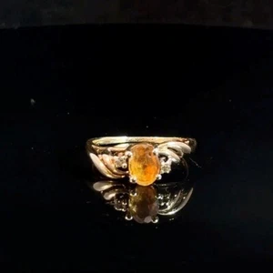 Synthetic Citrine Lady's Stone Ring 10K Yellow Gold 2g Size 5.25 (GO1061213) - Picture 1 of 5