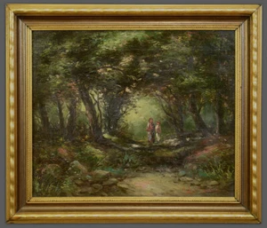 Jules Pascal Original Listed Oil Forest Pathway Luminous French Landscape - Picture 1 of 1
