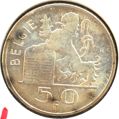 1954 BELGIUM 50 FRANCS BAUDOUIN I - DUTCH TEXT WORLD SILVER UNC. COIN .835 (123) - Image 1 of 2