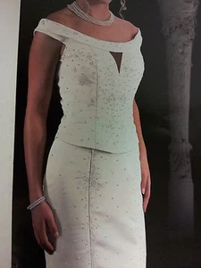 Ivory Satin Embroidered Beaded Mermaid Wedding Gown by Precious Formals size 6 - Picture 1 of 10