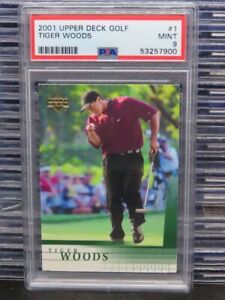 2001 Upper Deck Golf Tiger Woods Rookie Card RC #1 PSA 9 MINT Z36