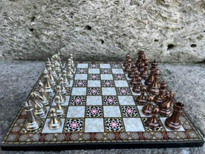 Premium Mythology Chess – Bronze Zamak Pieces & Marble-Look Wooden Board - Picture 1 of 12
