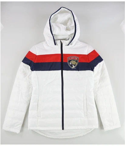 NHL Womens Florida Panthers Puffer Jacket, White, Small Cover