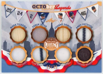 2025 Leaf Bronx Legacy Jeter, Rodriguez, Rivera 33/35 Game-Used Memorabilia OCTO - Image 1 of 2