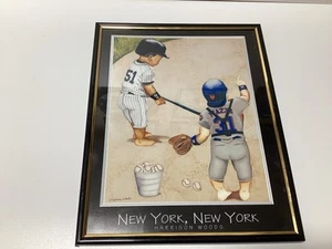 Vintage Mike Piazza and Bernie Williams Harrison Woods  Framed  - Picture 1 of 4