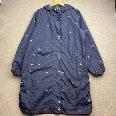 JOULES Raincoat UK 14 WAYBRIDGE Blue Waterproof Bees Packable AOP Hooded Animal - Image 1 of 4