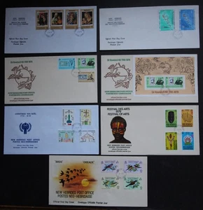 NICE LOT OF 7 DIFFERENT NEW HEBRIDES FIRST DAY COVERS ISSUED 1978 - 1980 - Picture 1 of 3