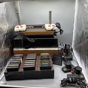 Orig Atari 2600 VCS W Controllers Game Center 25 Games Game Case & Adapter Works