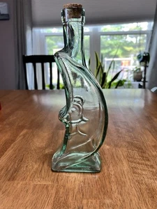 Vintage Clear Glass Crescent Moon Shaped Bottle Decanter 10.75” 3D Lunar Decor - Picture 1 of 11