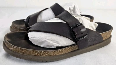 Sandálias femininas Mephisto Helen 38 | 8 tanga de couro marrom deslizante nota! - Imagem 1 de 4