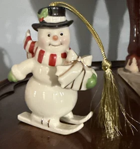 Lenox Fine China Annual Christmas Snowman Skiing  Ornament In Excellent Cond - Picture 1 of 5