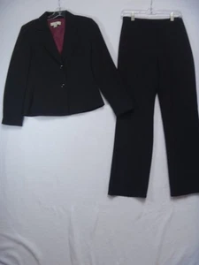 PETITE SOPHISTICATE Pant Suit Womens Size 4 Black Pinstripe 2-Piece Career - Picture 1 of 12