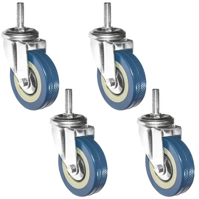 4 Stück 360° Lenkrolle 75mm - M10 Möbelrollen Schwerlastrollen mit Gewinde - Bild 1 von 4