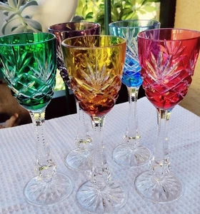FÜNF Faberge Na Zdorvye Odessa mehrfarbig geschnitten auf klare herzliche Liköre signiert - Bild 1 von 3