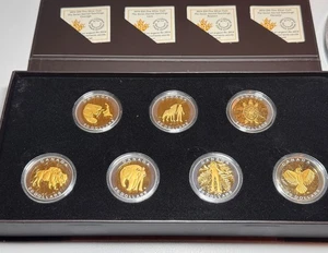 2014 7 1oz Coin Set .9999 Pure Silver + 24kt Gold The Seven Sacred Teachings RCM - Bild 1 von 3