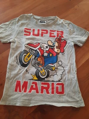 Kinder T-Shirt Gr. 116 Super Mario Grau Mariokart TM & Nintendo - Bild 1 von 4