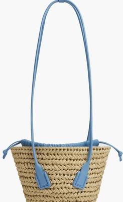 Bolso de Mano Bottega Veneta Pequeño Rafia Arca en Beige/Azul Foto 1 de 4