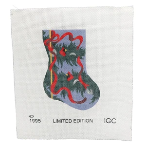 Rare Christmas Stocking w/ Cardinals Needlepoint 1995 IGC Giclée Canvas - Picture 1 of 1