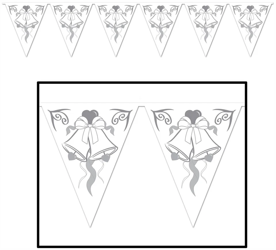 Свадебные колокола вымпел баннер размер 11 «x 12' - Beistle - Изображение 1 из 1