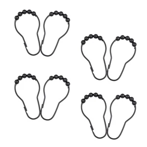 12 Pcs Curtain Hooks Bath Rollerball Shower Curtain Hooks Bathroom Accessories - Picture 1 of 11