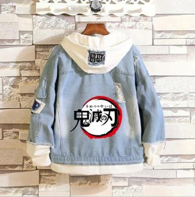 Demon Slayer: Kimetsu no Yaiba Anime Kapuzen Jeans Jacke Hoodie Hooded Jacket - Bild 1 von 4