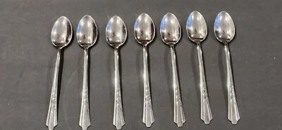 EKCO Stainless Chevron Iced Tea Spoons Made USA Set of 7 - Image 1 of 4