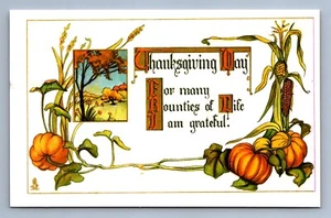 Postcard Vtg Thanksgiving Holiday Celebration Reprint Reproduction Pumpkins - Picture 1 of 2