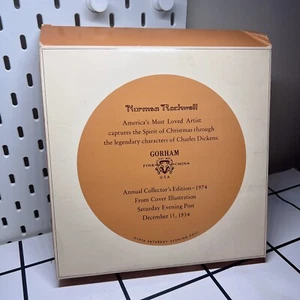1974 NORMAN ROCKWELL "GOD BLESS US EVERYONE" SAID TINY TIM, GORHAM PLATE NWB - Picture 1 of 4