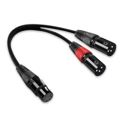 XLR 5-Pin Female to Dual XLR 3-Pin Male Turnaround DMX Splitter Patch Cord 0.2M  - Image 1 of 4