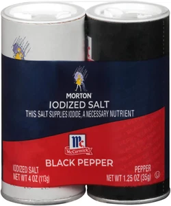 Jodiertes Salz und Mccormick Pfefferstreuer Set, 5,25 Unze (12er Pack) - Bild 1 von 3