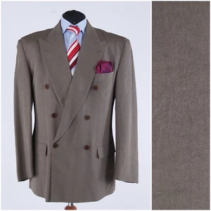 Mens HUGO BOSS Silk Blazer 42R UK Size Brown Sport Coat Double Breasted Jacket - Picture 1 of 14