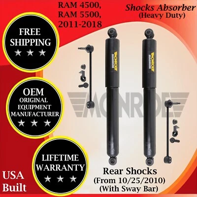 Monroe OEM Rear Shocks W/ Sway Bar For 2011-2018 Ram 4500/5500 HD Lifetime Warr. - Image 1 of 4