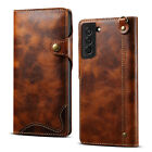 Oil Wax Cowhide Flip Case with Kickstand for Samsung S22/21/20/Plus/Ultra/Note20