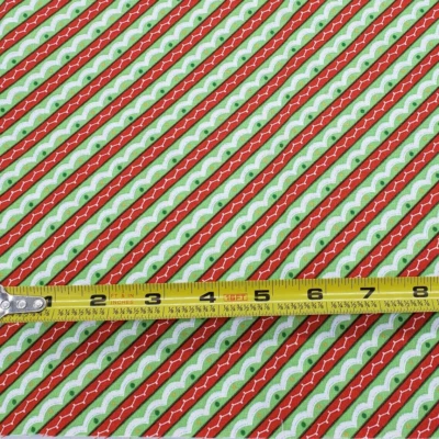 Its Snow Fun Quilting Cotton Fabric Christmas Stripes Red Green White 1.3yd Rare - Image 1 of 2