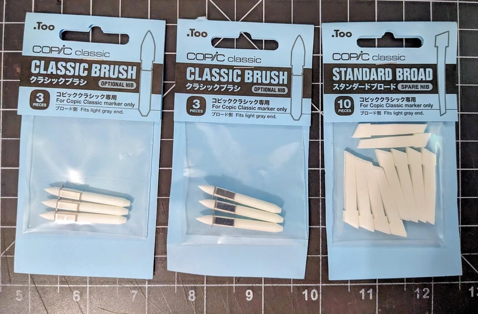 Copic Classic замены Nibs - классический щетка x6 и стандартный широкий x 10 - новый - Изображение 1 из 1