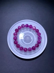 Bracciale 9,8 mm pietra preziosa cristallo quarzo lepidolite viola naturale - Foto 1 di 9