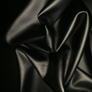 Black Faux Imitation Leather Dress Making Clothing Lycra Stretch Fabric Material - Picture 1 of 2